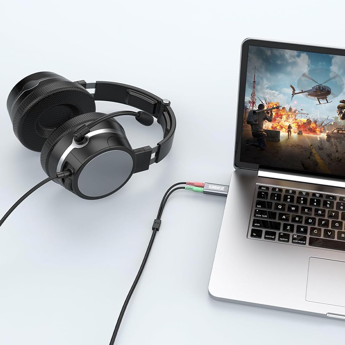 ZORBES USB Audio Adapter with Dual 3.5mm Jacks featuring Aluminum Alloy Shell | HiFi Sound for PC and Laptop