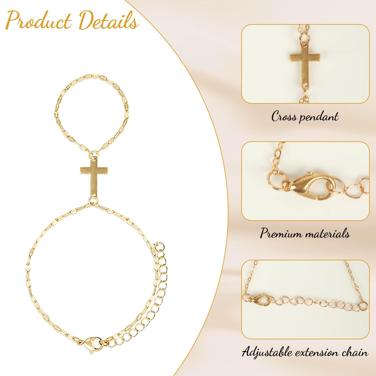 SANNIDHI Cross Bracelets for Women featuring Slim Gold Cross Pendant Link Chain | Elegant Hand Jewelry for Casual and Formal Wear