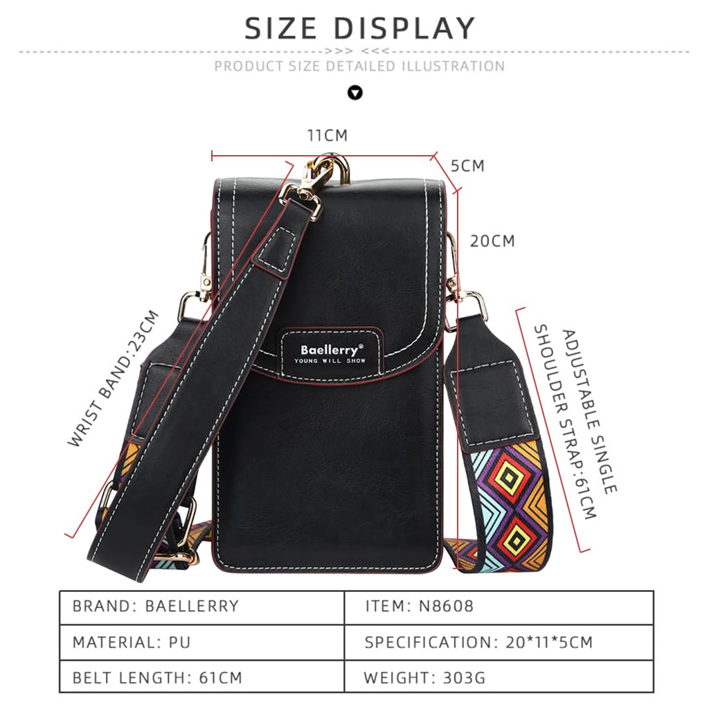 PALAY Women Crossbody Phone Bag for Daily Use with 7.1 in Size and Detachable Strap | PU Leather Wallet Purse