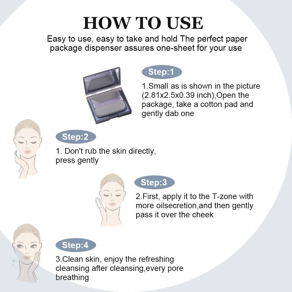 MAYCREATE Face Blotting Paper for Oily Skin with Built-in Mirror & Powder Puff | 100 pcs Natural Linen Sheets