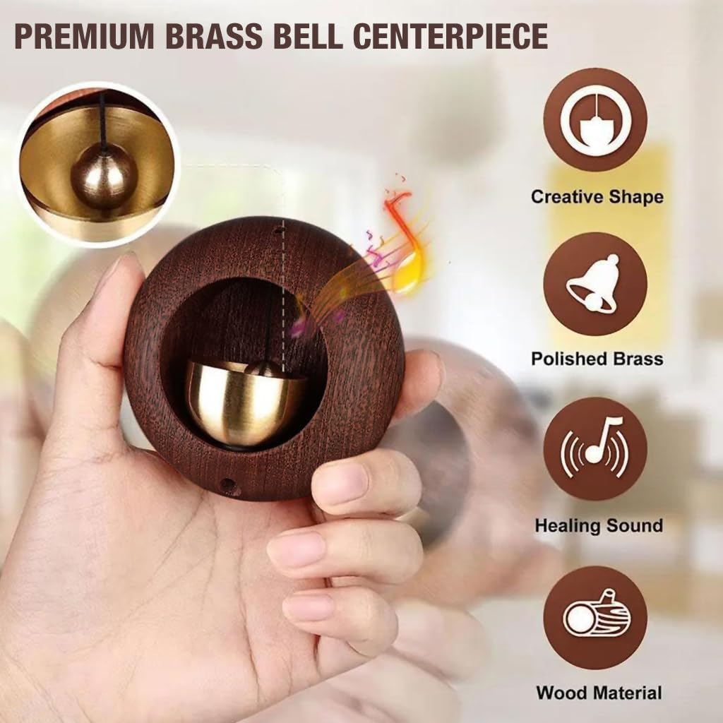 HASTHIP Door Bell for Home with Self-Adhesive Magnetic Mount and Walnut Brass Design | Serene Acoustic Chime