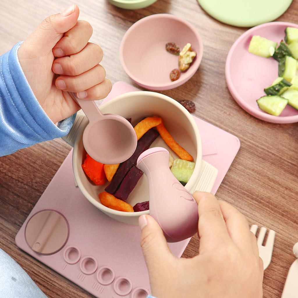 PATPAT Silicone Pretend Play Toy Set for Kids with 16Pcs Real Use Tableware | Pink Kitchen Set for Girls