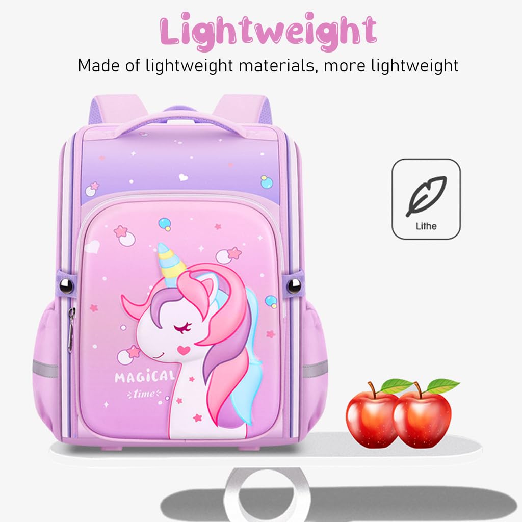PALAY School Bag for Girls featuring 29x16x36cm capacity with ergonomic padded straps | Unicorn Backpack for Kids 3–6 Years