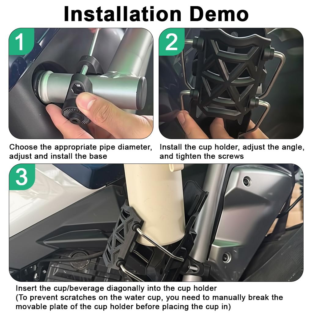 STHIRA Motorcycle Cup Holder for Bikes and Scooters featuring Quick Release and 360° Adjustable Clamp | Lightweight ABS Alloy Design
