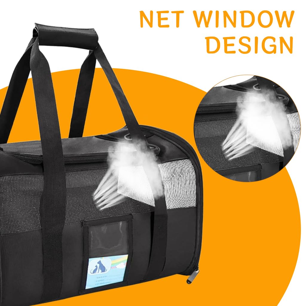 Qpets Cat Carrier Backpack for Travel with Expandable 15×17.3×23.6 in Space | Transparent Window and Breathable Mesh Design