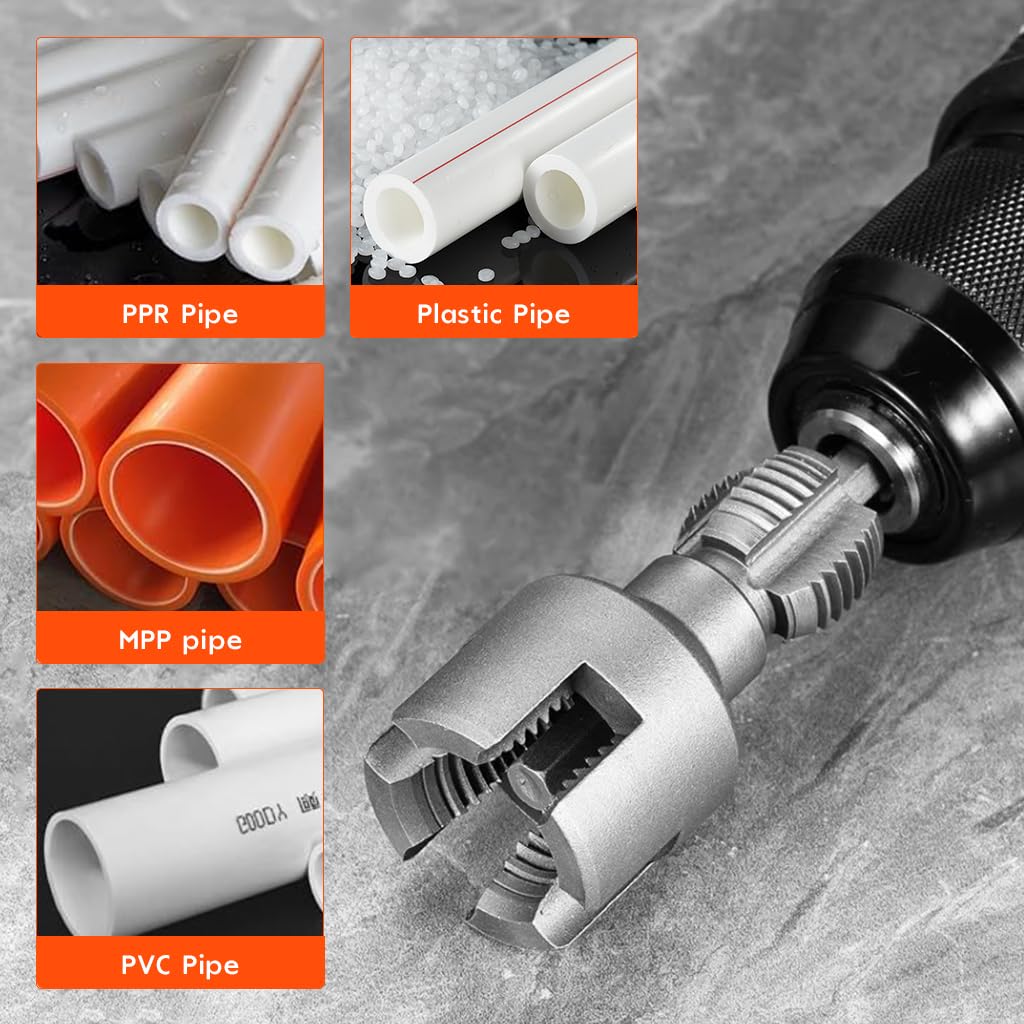 Serplex Pipe Threading Die Head for Electric Drill Use with Hex Shank and 3/4 in NPT Threads | Chrome Vanadium Alloy Steel