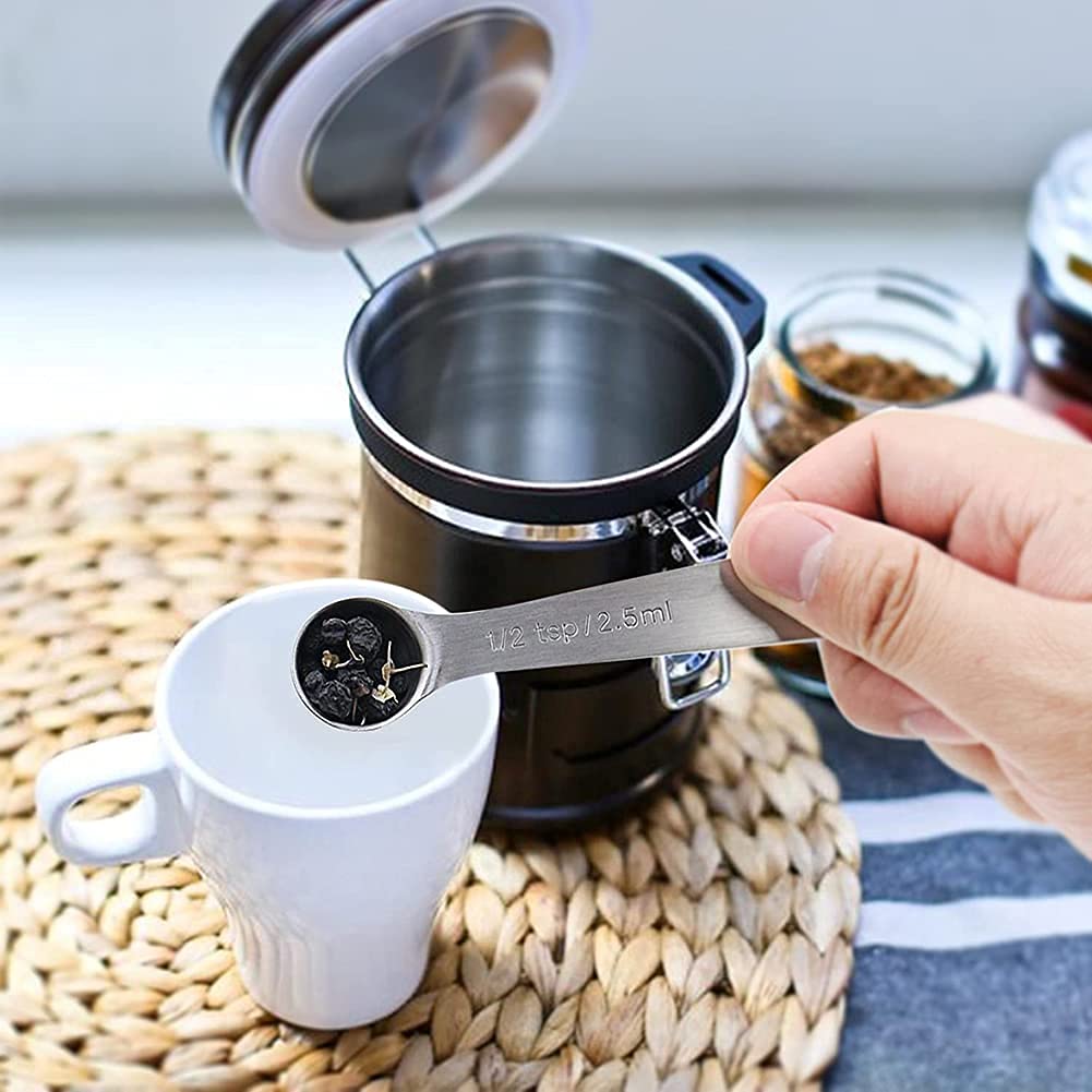 Supvox Eastern Eagle Stainless Steel Measuring Spoons Set of 6 Piece:1/8 tsp,1/4 tsp,1/2 tsp,1tsp,1/2 tbsp & 1 tbsp Dry and Liquid Ingredients, Kitchen Measuring Tools Set,for Dry or Liquid,Fits in Spice Jar