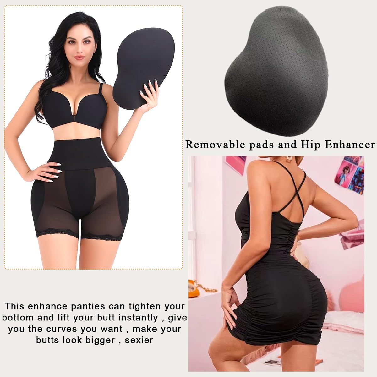 PALAY Hip Pads for Women with High Waist Butt Lifter Design 2PCS Black | 74cm Waist