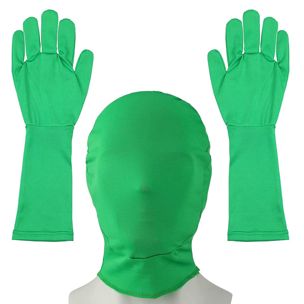 Verilux® Green Screen Photography Props Green Headcover and Long Sleeve Gloves Chroma Key Special Effects Background Chroma Keying Green Gloves and Head Cover for Digital Image and Video Editing