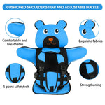 SNOWIE SOFT® Easy Baby Car Seat Liner with Quick Release Safety Buckle, Cartoon Blue Bear Car Seat Liner Pad for Kids Age 2-4 Universal Breathable Safety Seat Liner Pad for Strollers, Car, Scooter