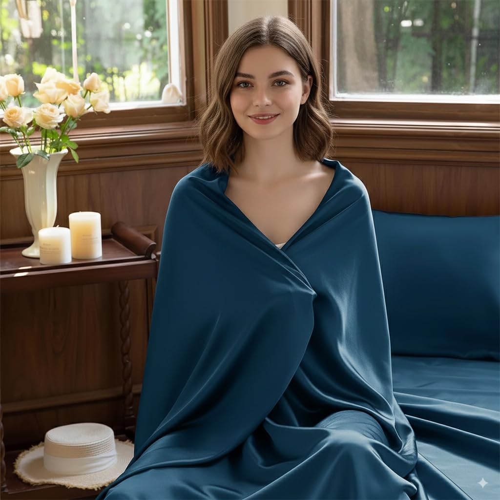 HASTHIP Satin Bedsheet Queen Size for Romantic Nights with 106 x 96 in Sheets and Pillow Covers