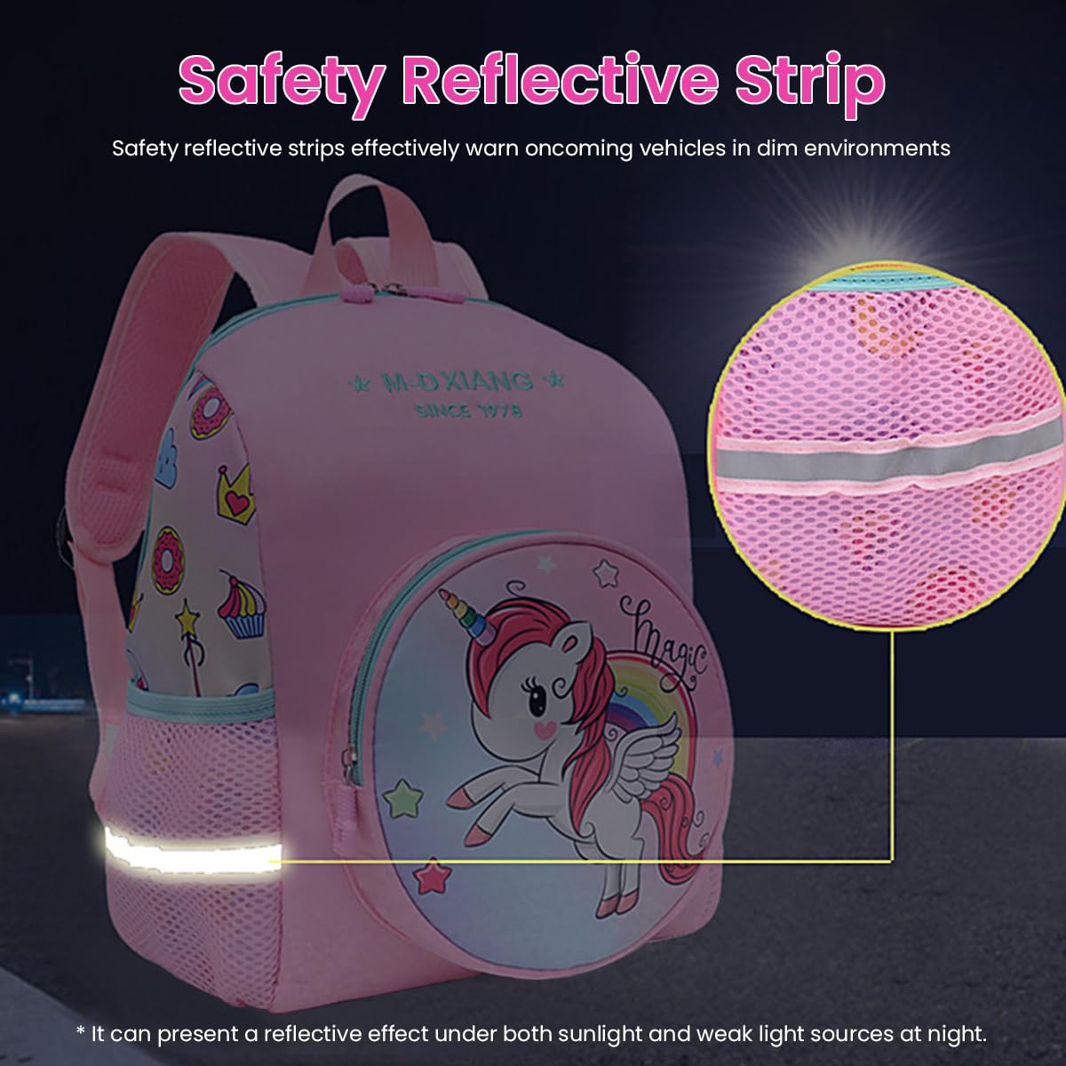 Venzina Unicorn School Bag for Girls with 26×12×32cm Large Compartment and Dual Zippers | Ergonomic Padded Design