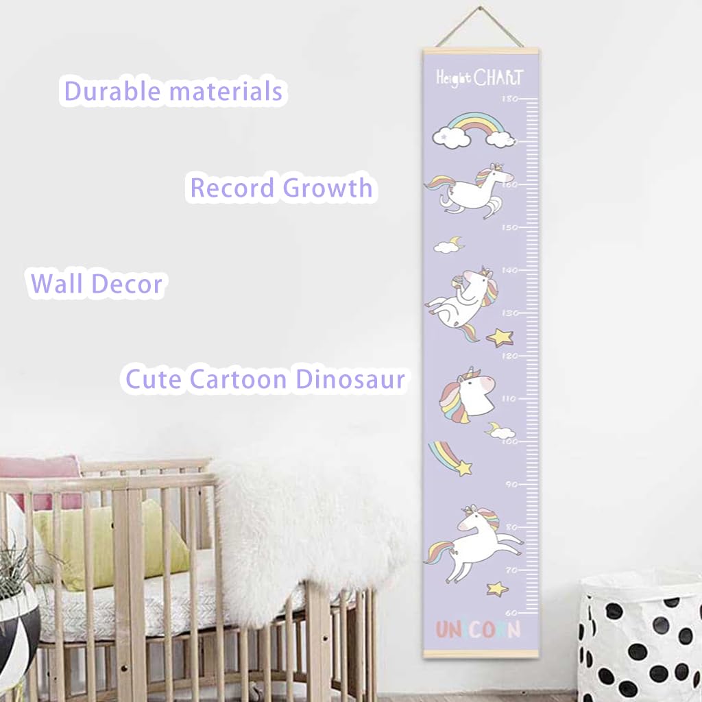 SNOWIE Soft Cartoon Unicorn Growth Chart for Kids 190cm with Wall Hanging Canvas | Educational Room Décor