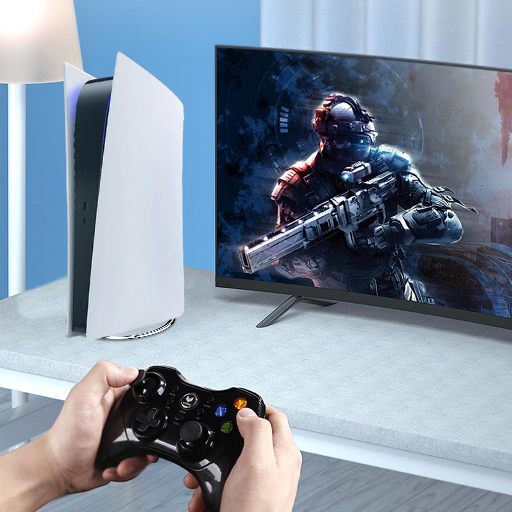 ZORBES Vertical Stand for PS5 and PS5 Slim Consoles with Metal Ring Base featuring Anti Slip Stability and Enhanced Ventilation