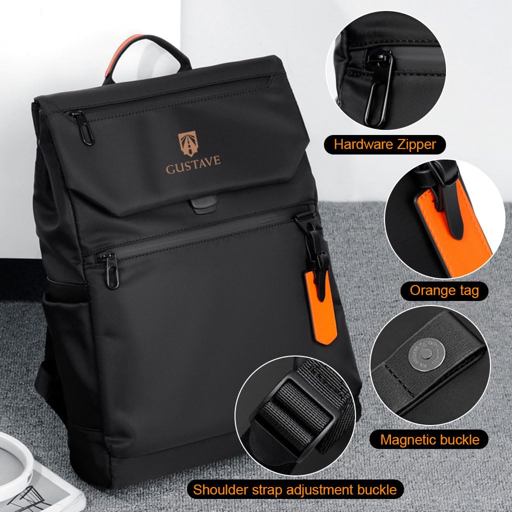 GUSTAVE Laptop Backpack for Men with Waterproof Oxford Cloth and Multi Pockets | 15.6 Inch