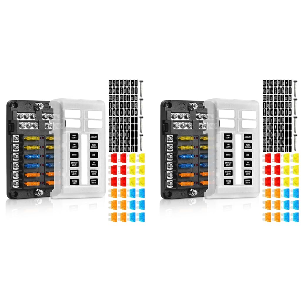 STHIRA HIRA 12V Car Fuse Box Kit for Auto Truck and Boat with 12 Way LED Indicator | Waterproof Compact Design
