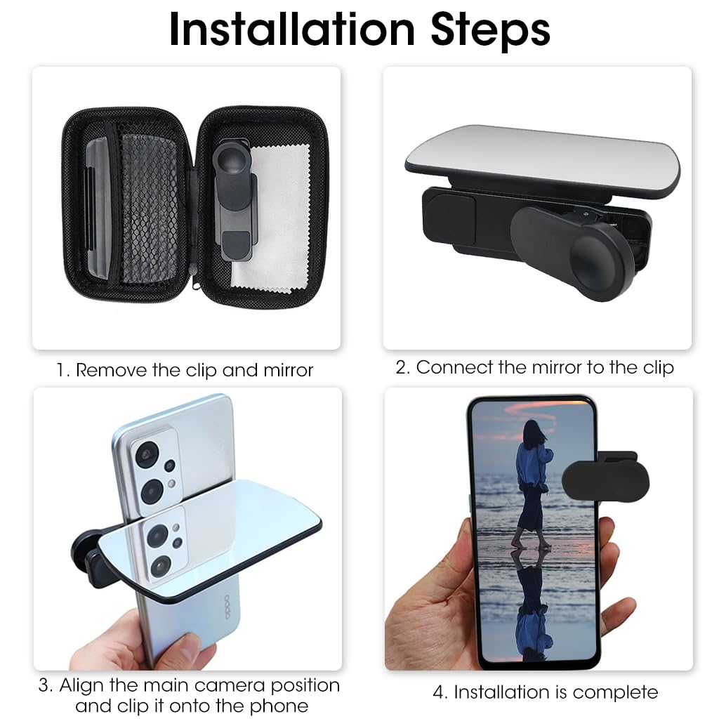 ZORBES Phone Camera Mirror Reflection Clip Kit for Creative Photography with Adjustable Angle | Fits Most Smartphones