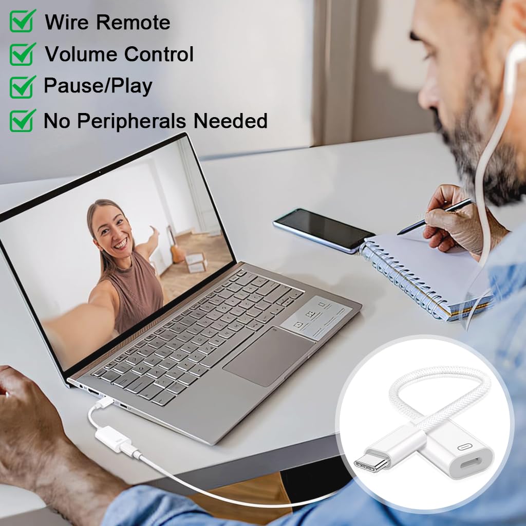 ZORBES USB C to Lightning Audio Adapter with DAC Chip and 480 Mbps Transfer for iPhone | PD 100W Fast Charging