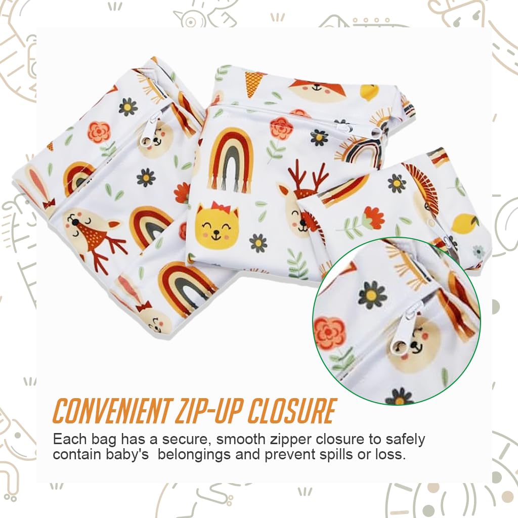 SNOWIE SOFT Baby Diaper Pouches for Travel with Zip-up Closure and Hand Strap | 3 Sizes