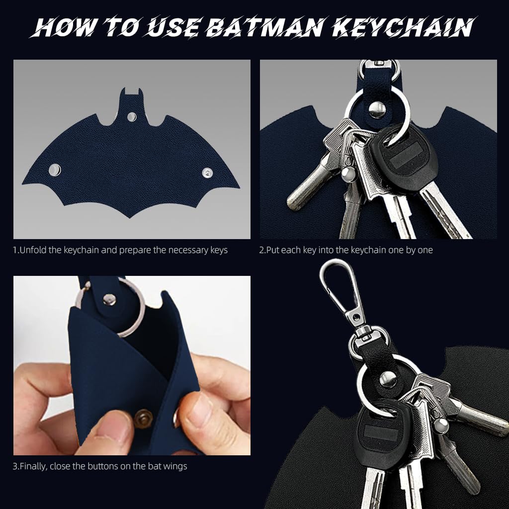 STHIRA Batman Leather Keychain for Cars with Quick Release Buckle and Metal Hardware | PU Sheath Design