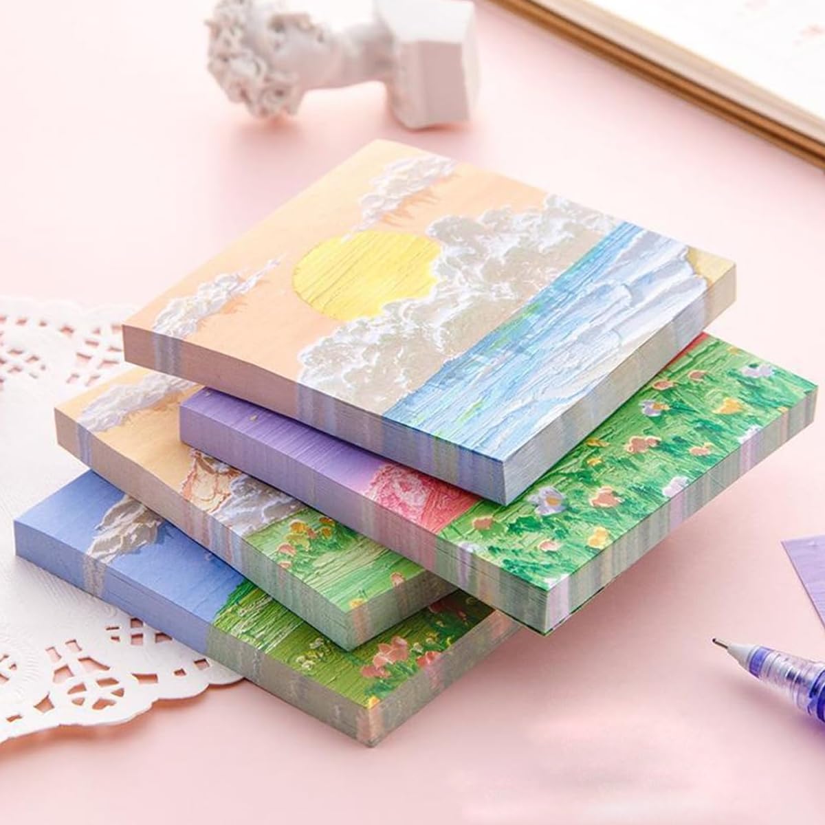 Climberty Sticky Notes for Office and School with Self Adhesive Backing 8 Pcs 640 Sheets | Aesthetic Oil Painting Set