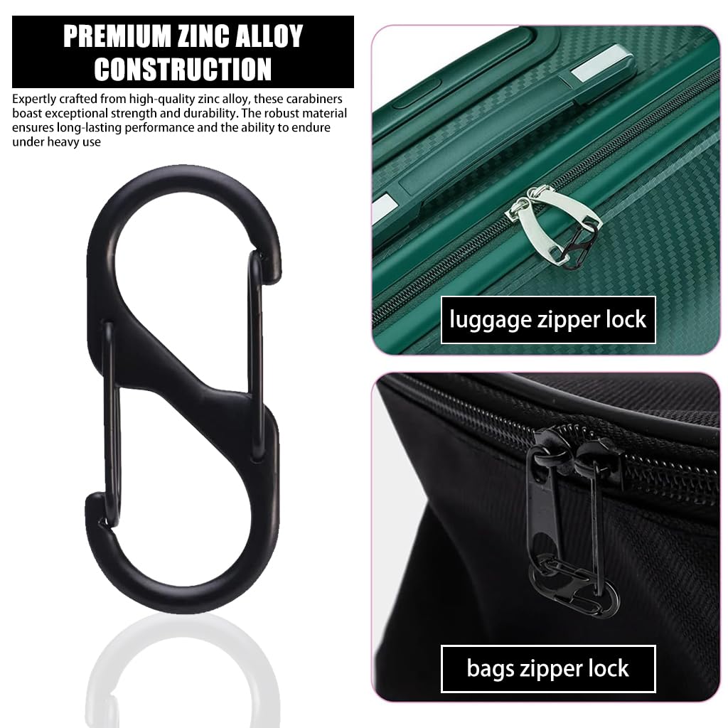 Proberos Carabiners for Backpack and Camping with Dual Hook Quick Release Design 15PCS Black