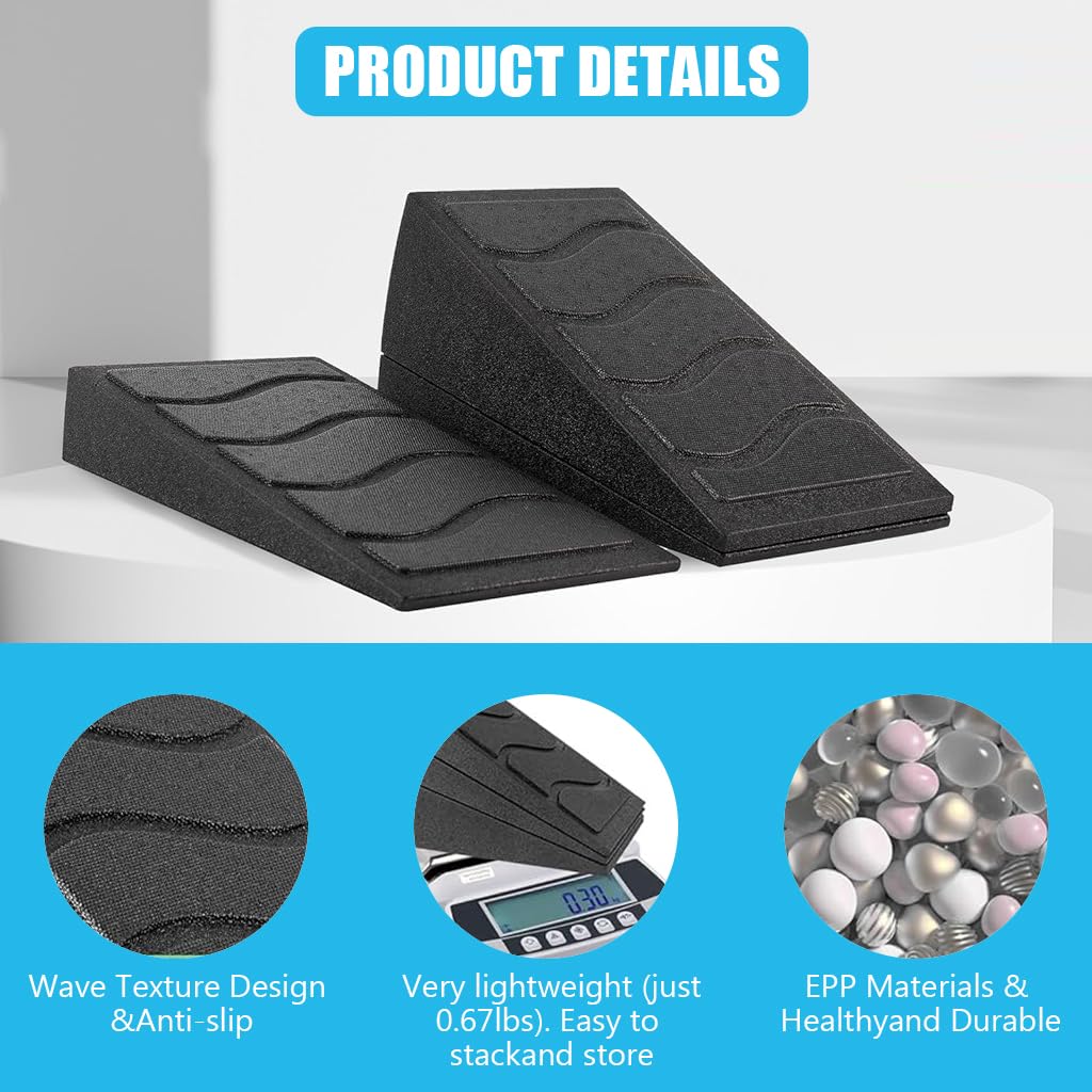 Proberos® Squat Wedge Set, Slant board calf stretcher incline board squat wedge, Non-Slip Professional Squat Wedges, Durable and Eco-Friendly Yoga Foam Blocks for Squats