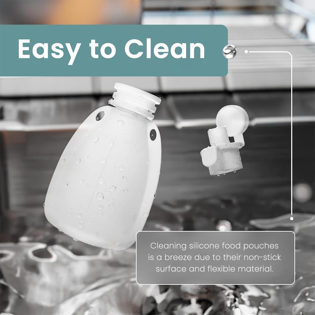 SNOWIE SOFT Baby Food Feeder Pouch 120ml with Detachable Straw Tip & Soft Silicone for Infants