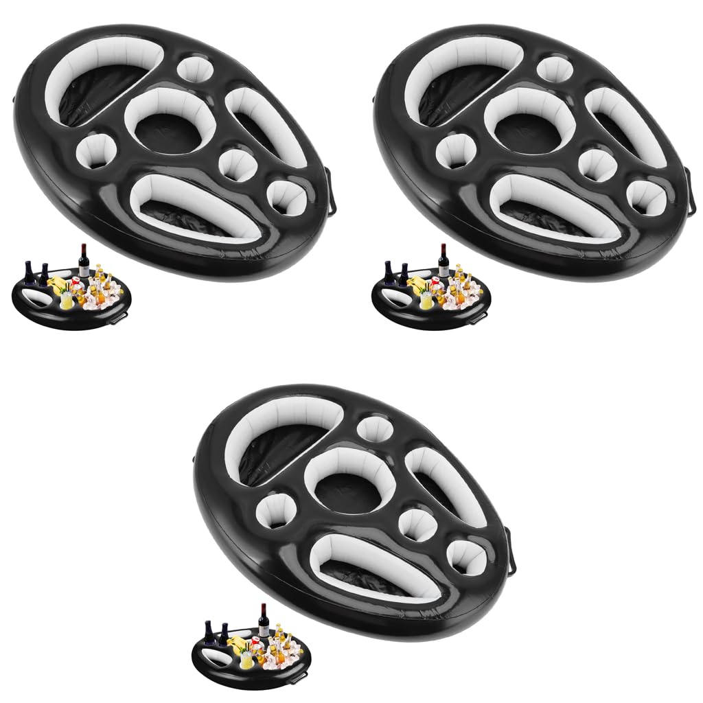 Proberos Pool Drink Holder Inflatable Floating Tray for Parties with 8 Holes | 3PCS Set
