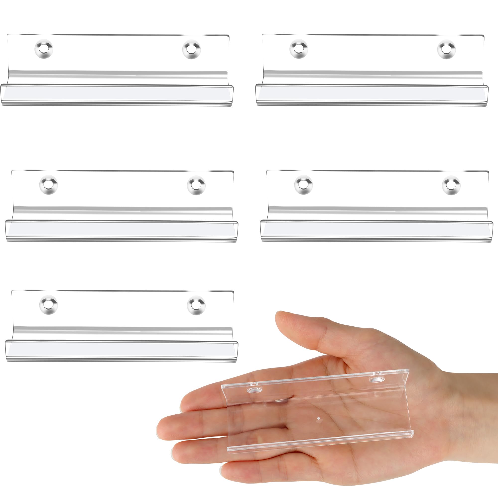 HASTHIP® 6 Pack Clear Vinyl Record Shelf Wall Mount Acrylic Album Record Holder Vinyl Album Display Invisible Record Storage Hanger CD Shelf Floating Wall Shelf for Home Office, 4 inch