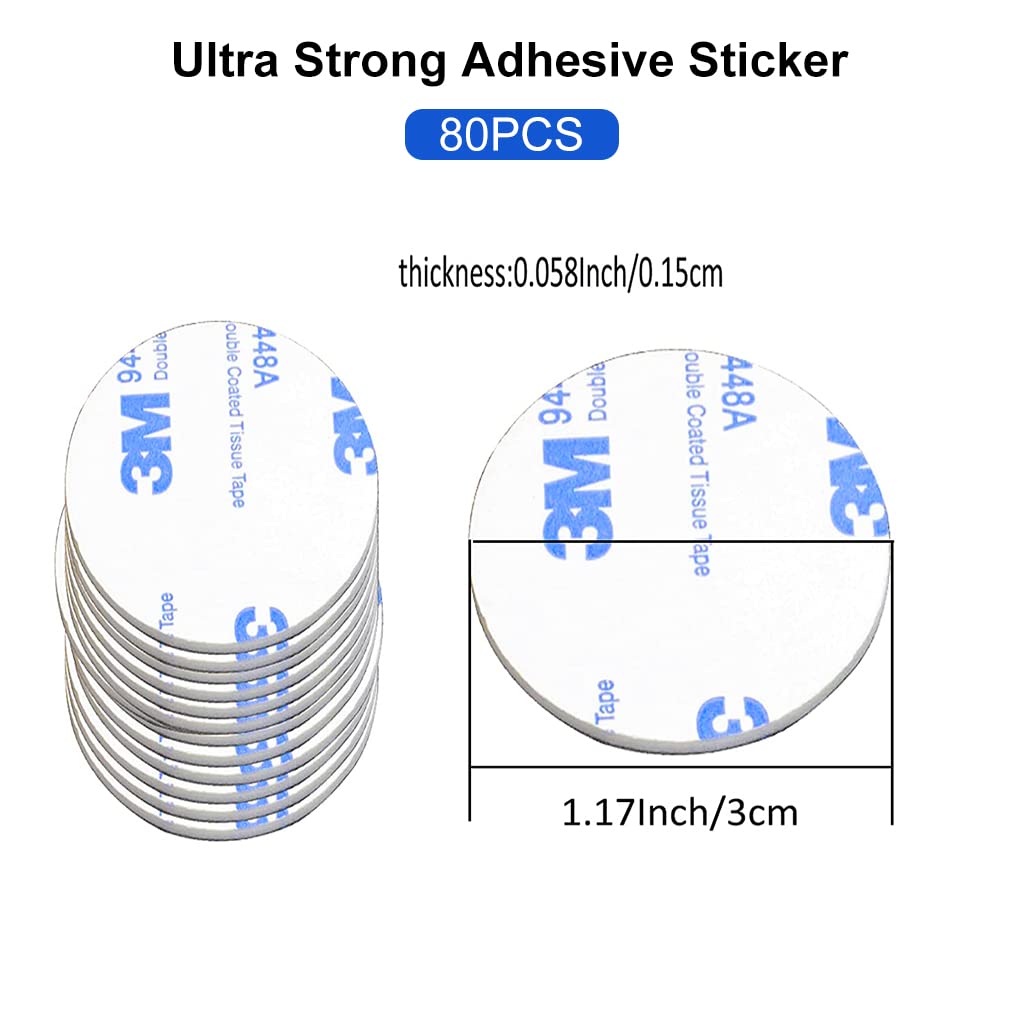 ZIBUYU 80pcs Ultra Strong Adhesive Sticker 30mm Double Side Sticker Round EVA Foam Sticker Tape for Doorbell Installation, Wall Hanging, Room Decoration, DIY Craft