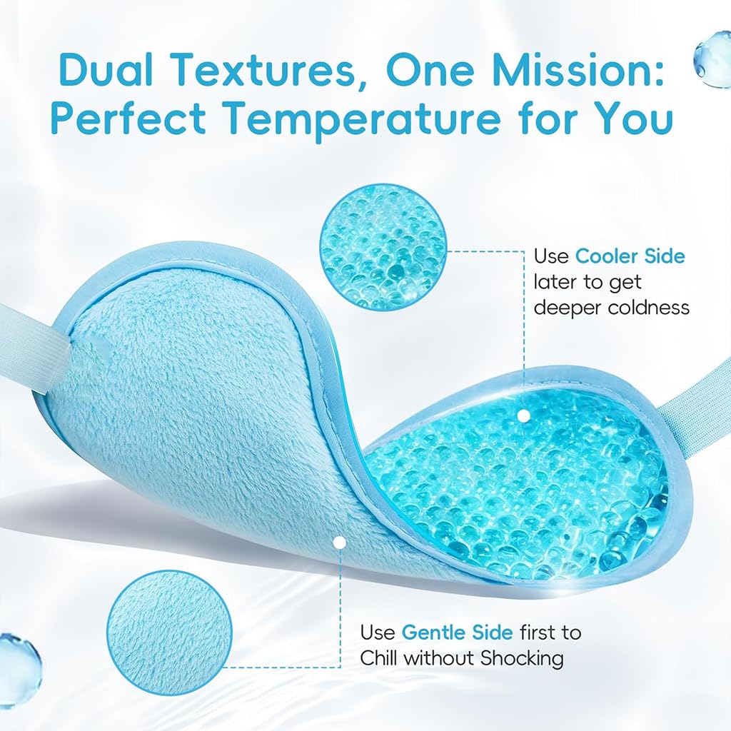 ZIBUYU Eye Mask for Cooling and Hot Relief with Flexible Gel Beads 21x10cm | Reusable PVC Pack