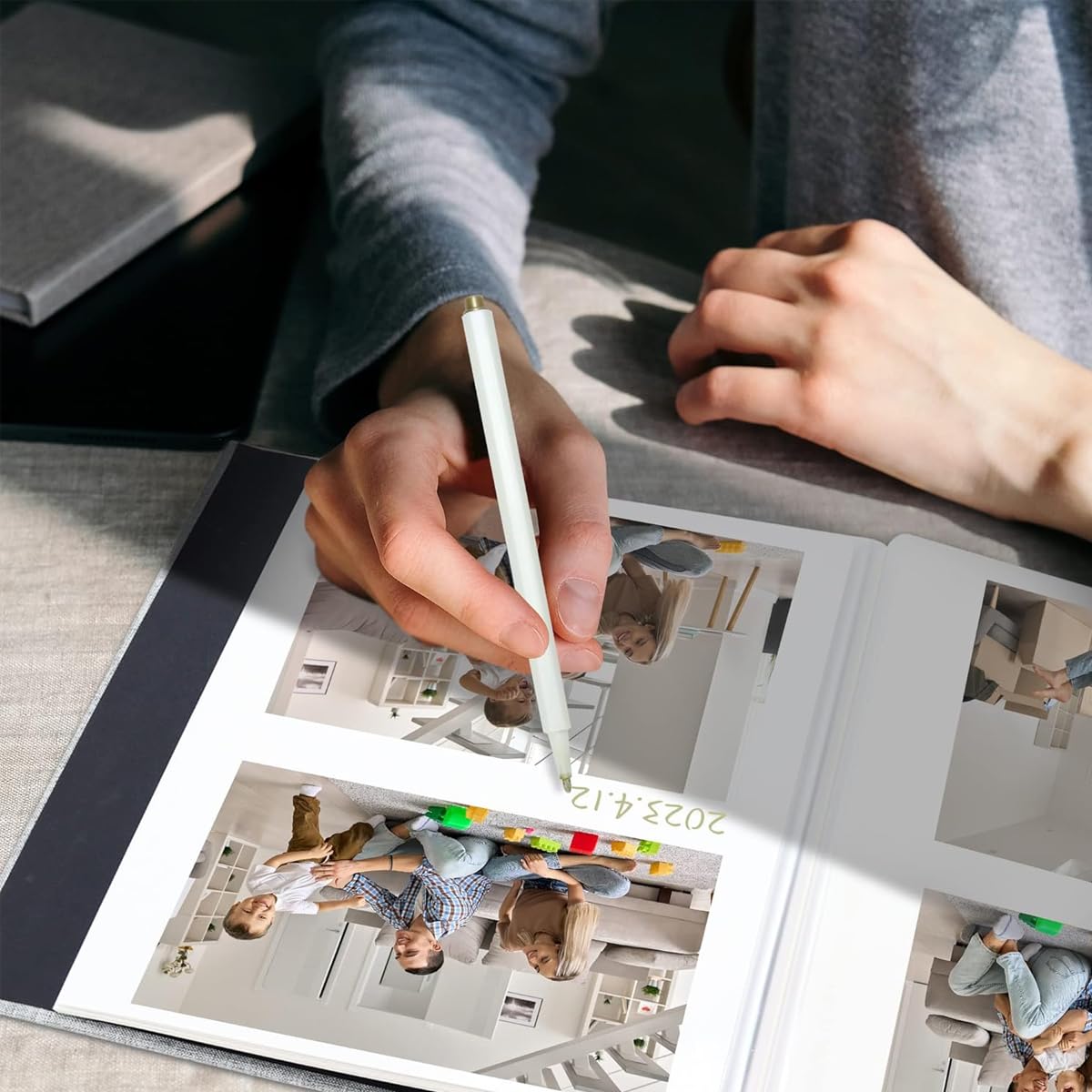 HASTHIP Photo Album for 3x5 to 8x10 Pictures with 40 Self Adhesive Pages | Linen Cover 2 PCS Grey