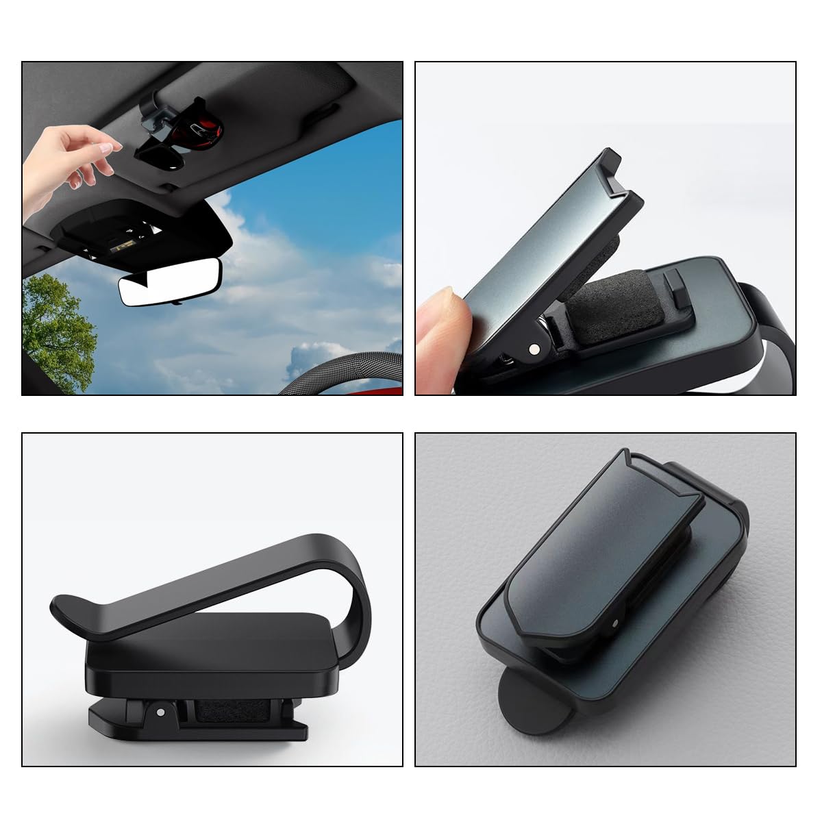 STHIRA Sunglasses Holder for Car Sun Visor with One-Hand Press-to-Open Clip | Sleek Protective Organizer