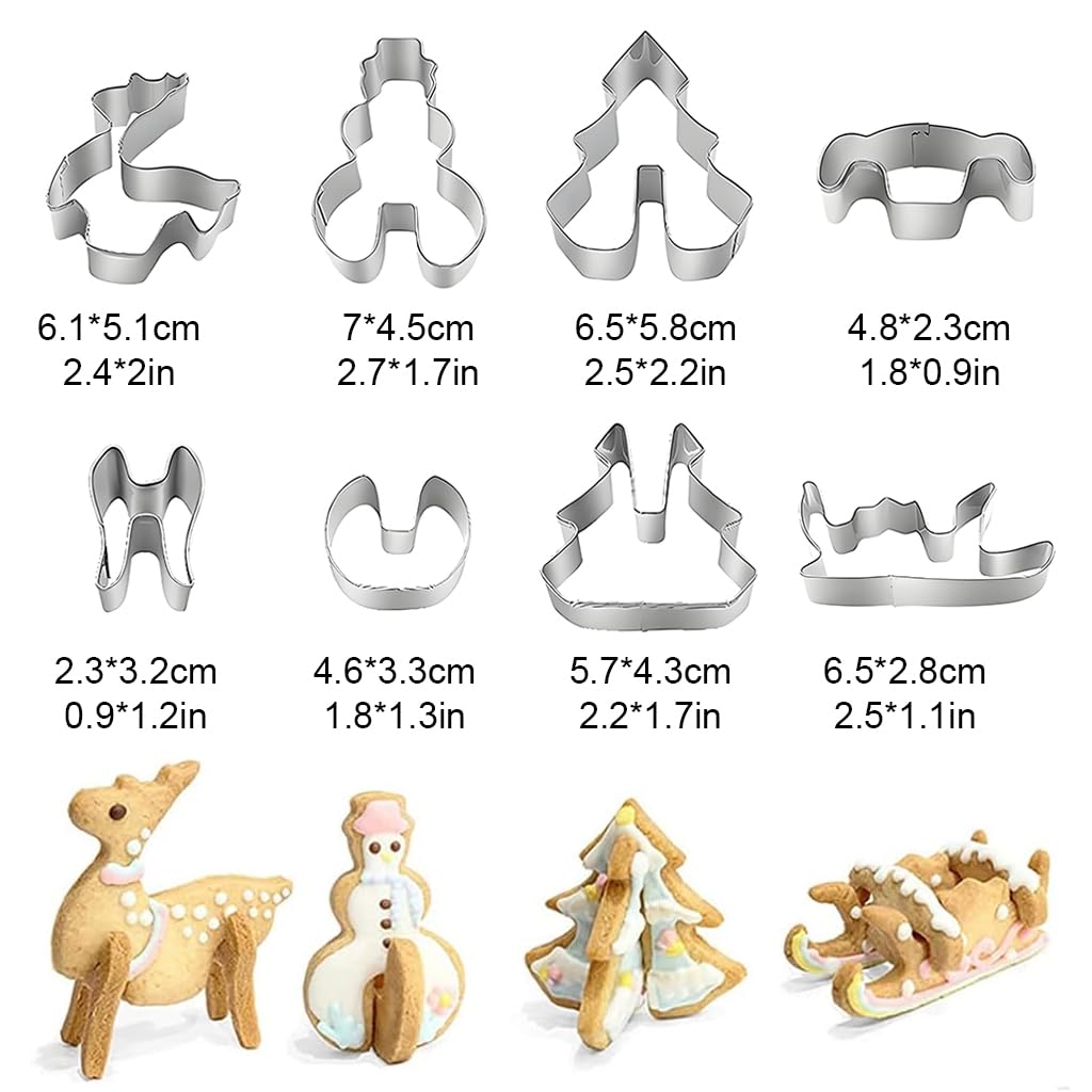 HASTHIP 18PCS 3D Christmas Cookie Cutters for DIY Gingerbread House with Santa House Design | Fun Holiday Baking Tool Set