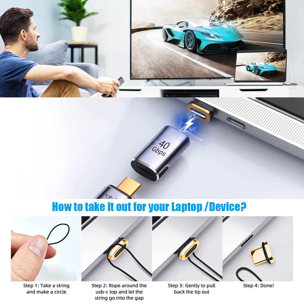 Zeitel Type C Magnetic Adapter with 100W PD Fast Charging and 40Gbps Transfer | 8K Output