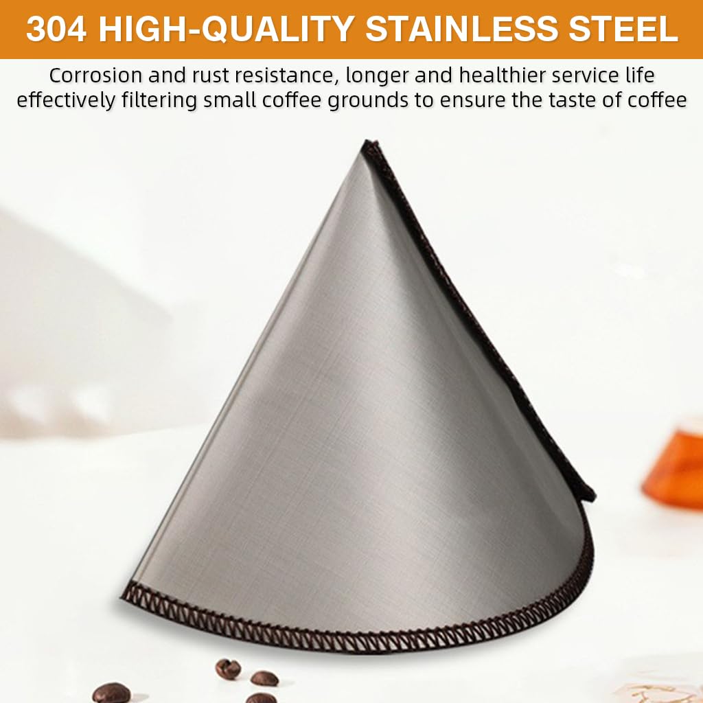Supvox Stainless Steel Coffee Filter for Pour Over with Fine Mesh | 3–4 Cup Reusable Design