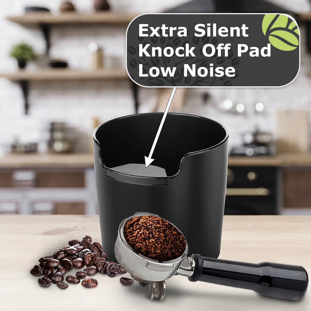 Supvox Coffee Grounds Catcher Knock Box for Espresso Use with Knock Pad 12x11.5cm | Easy Clean Plastic Accessory