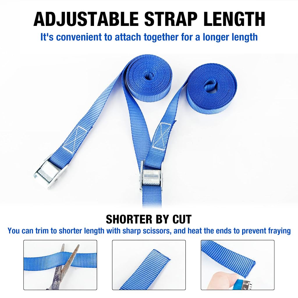 ZIBUYU Ratchet Lashing Straps for Cargo and Luggage with Zinc Alloy Mechanism 2.5m x25mm | Polyester Webbing