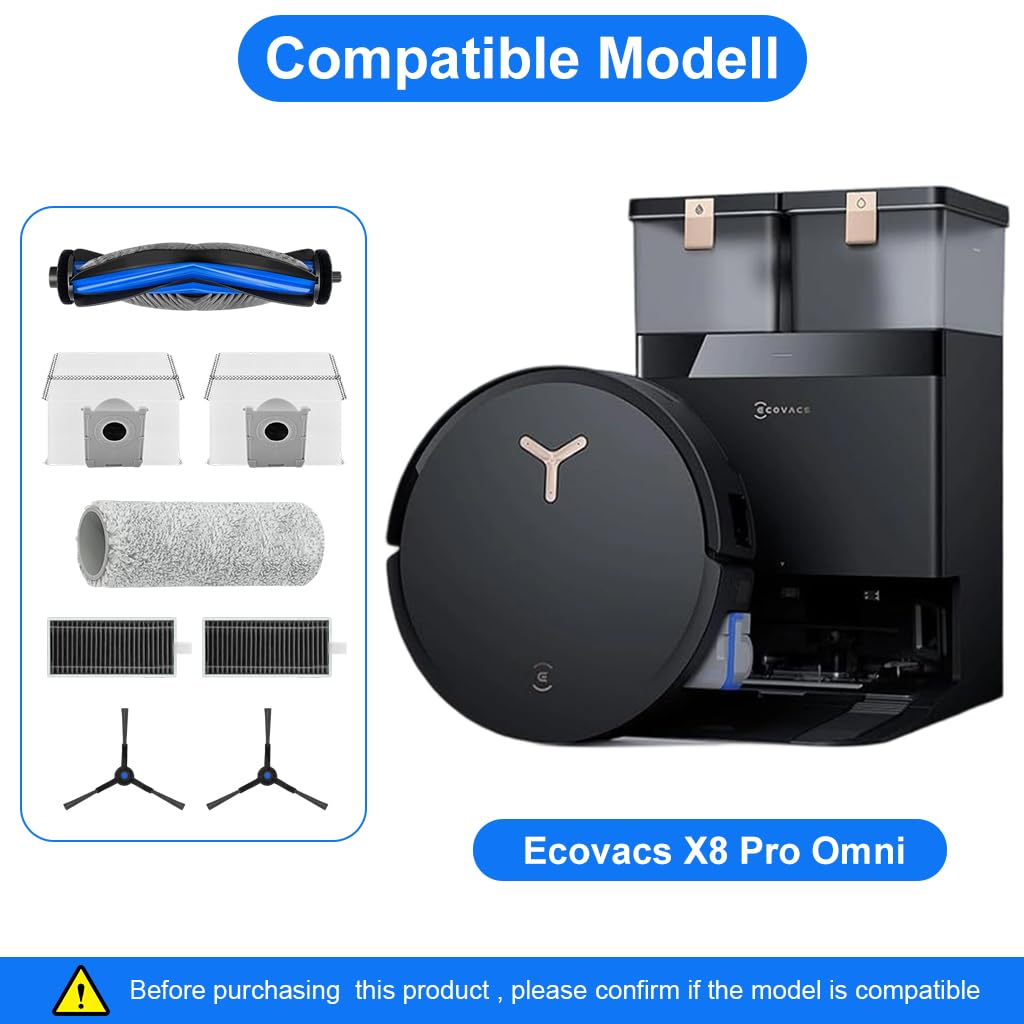 HASTHIP Replacement Parts for Ecovacs X8 PRO Omni Vacuum Cleaner 8Pcs Set with Filters & Brushes