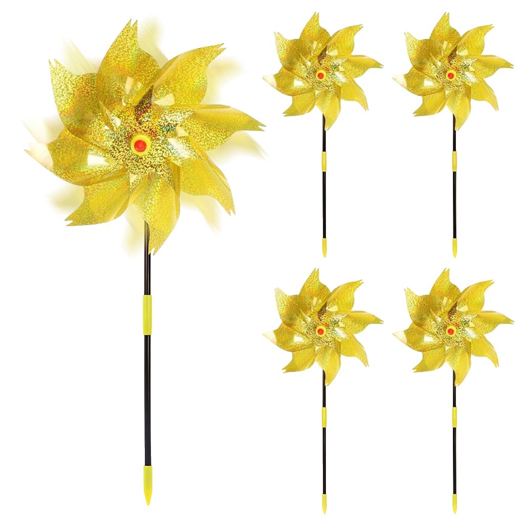 Optifit Anti Bird Reflective Pinwheels for Garden 21.6 in Stakes with 8 Blade Windmill Design | Colorful TPE Outdoor Decoration