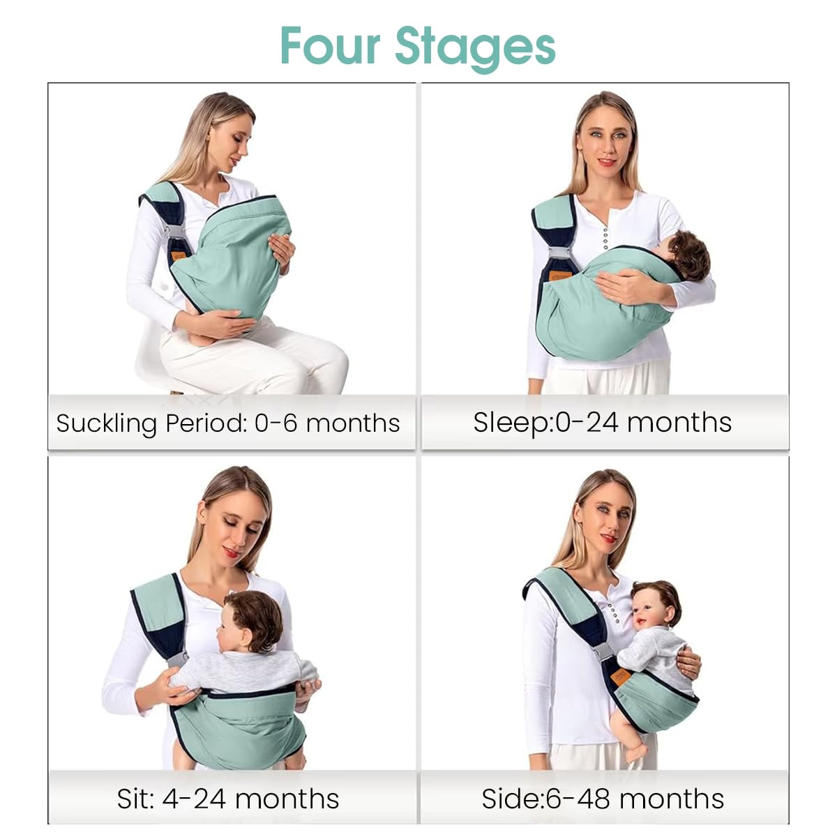 SNOWIE SOFT Baby Carrier Bag for 0 to 3 Year Use with Adjustable Straps 45lb Capacity | Breathable Cotton Green Sling