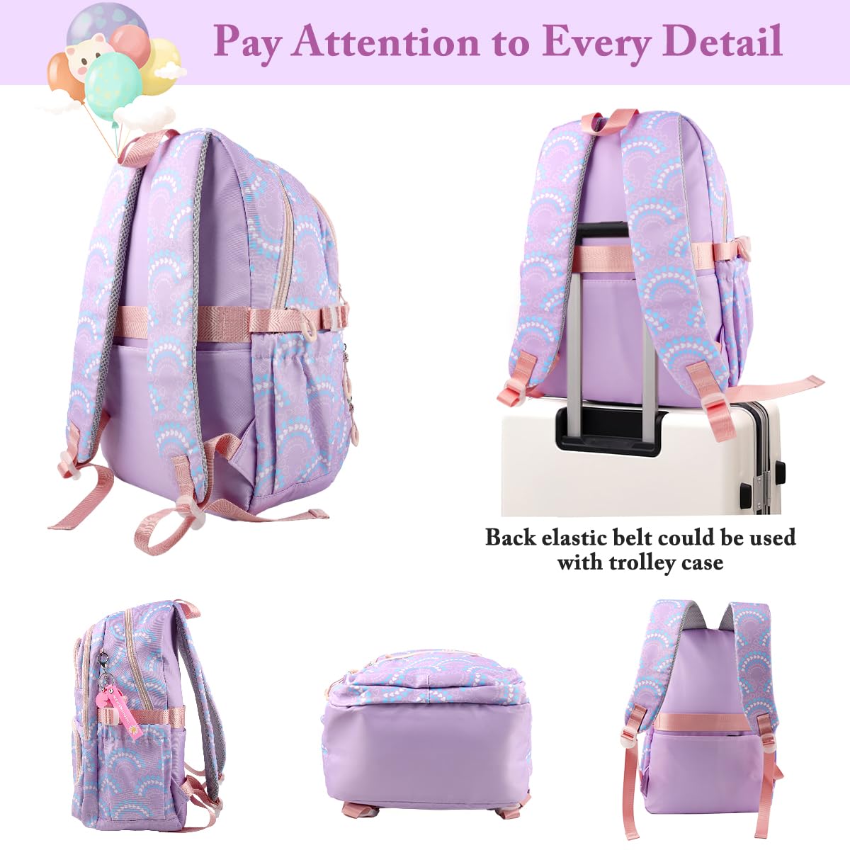 PALAY School Bag for Women with 14 Inch Laptop Compartment and Multi Pocket Design | Waterproof Oxford Backpack Set