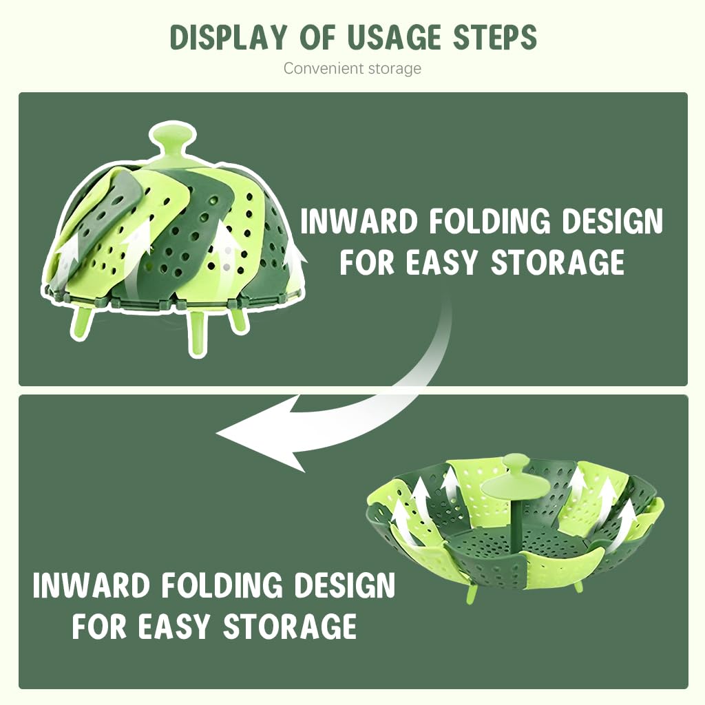 Supvox Folding Steamer Basket for Vegetables with 12 Flexible Blades and Silicone Feet | Fits Various Pot Sizes