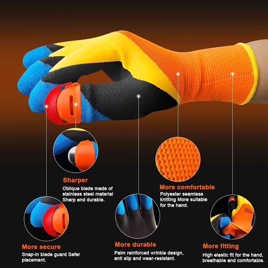 Zibuyu Gardening Gloves for Harvesting with Integrated Thumb Cutter and Non Slip Grip | Cut Resistant Protective Fit