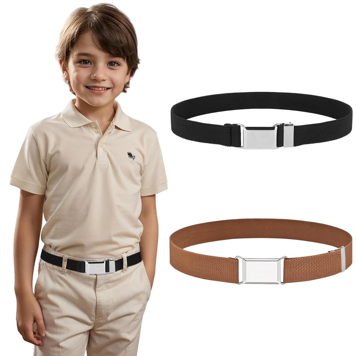 GUSTAVE Kids Belt for Boys 2‑4 Years with Quick Release Buckle and Elastic Fit | Fits 35‑50 cm