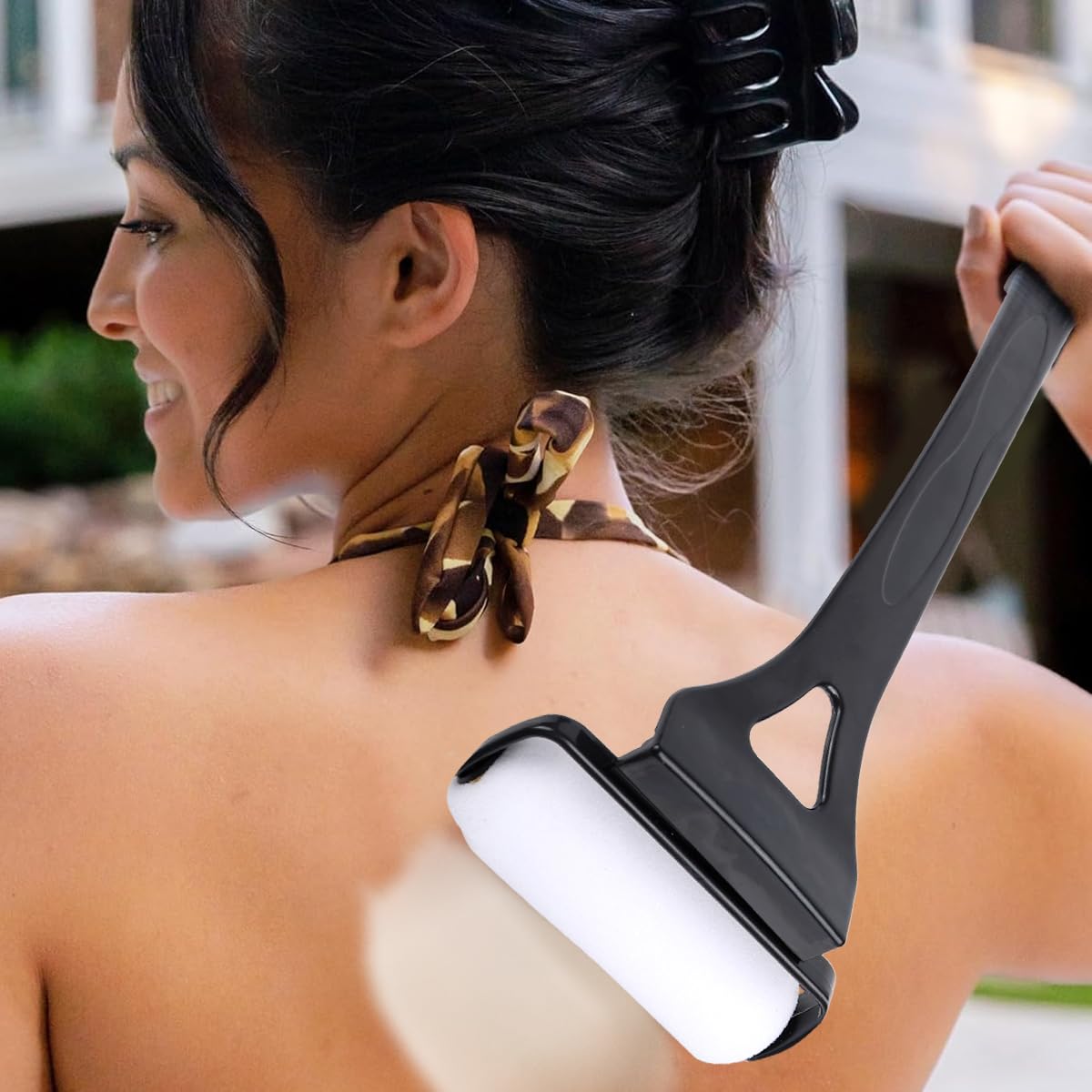MAYCREATE Lotion Applicator for Back featuring Adjustable Folding Handle up to 17.3 in | Even Sponge Roller for Creams and Oils