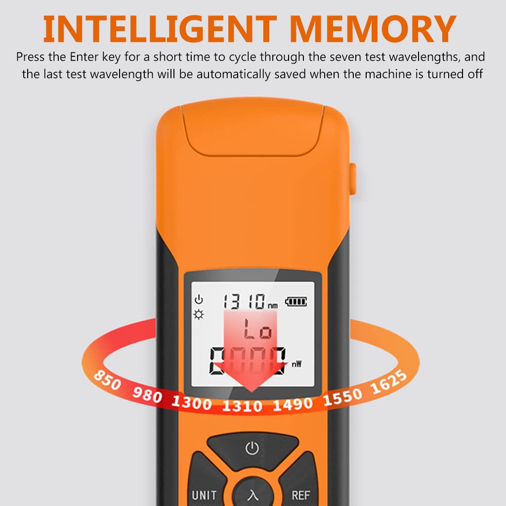 Serplex Optic Power Meter for Fiber Testing with LED Flashlight and USB Rechargeable 400mAh Battery | Measures -70 to +10 dBm Across 7 Wavelengths