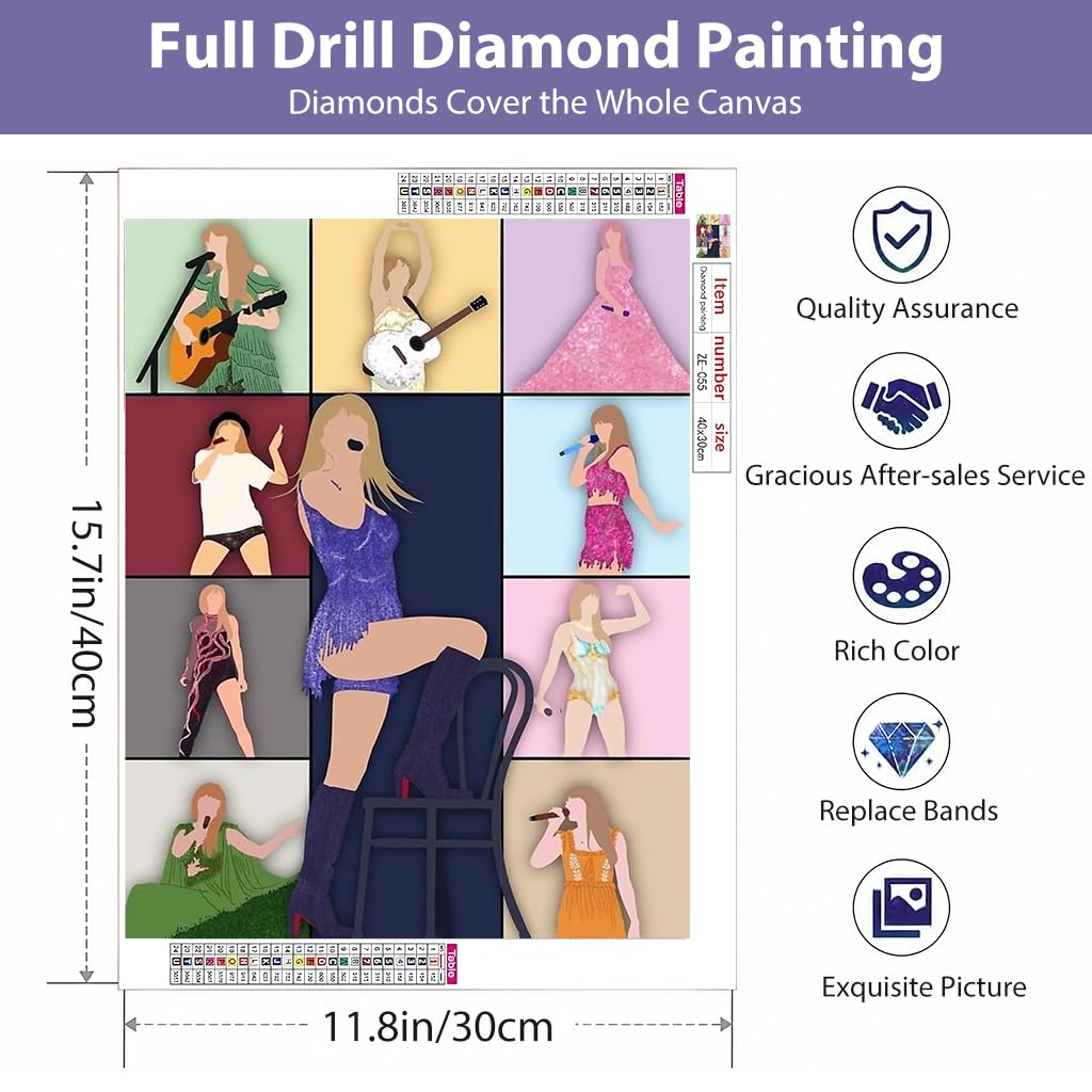 HASTHIP DIY Diamond Painting Kit for Wall Decor with Color Outline Design 11.8x15.7 in | Ideal Gift for Fans