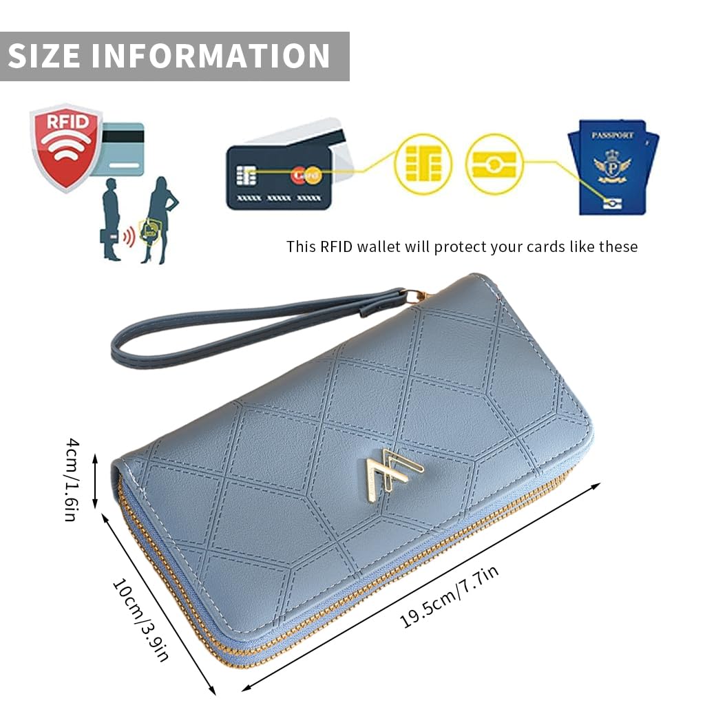 PALAY® Ladies Purse Wallet with Double Zipper Coin Purse PU Leather Phone Wallet for Women Large Capacity Long Clutch Wallet with Multiple Card Slots Wristlet Wallet